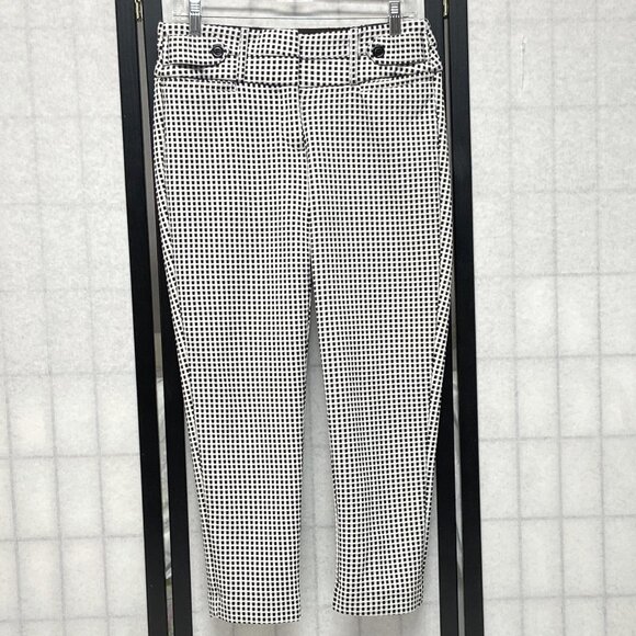 Candie's Marilyn Wide Waistband Stretch Check Skinny Ankle Pants Black & White 7 - Picture 1 of 13